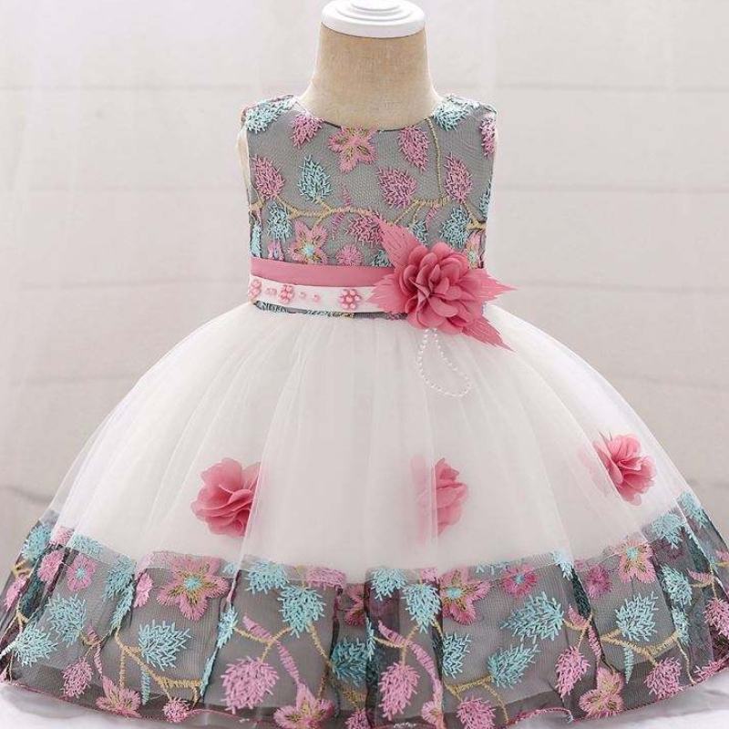 Amazon Hot Sale England Style Formell ruffles ärmlös baby One Piece Girls Party Pageant Dresses L5045xz
