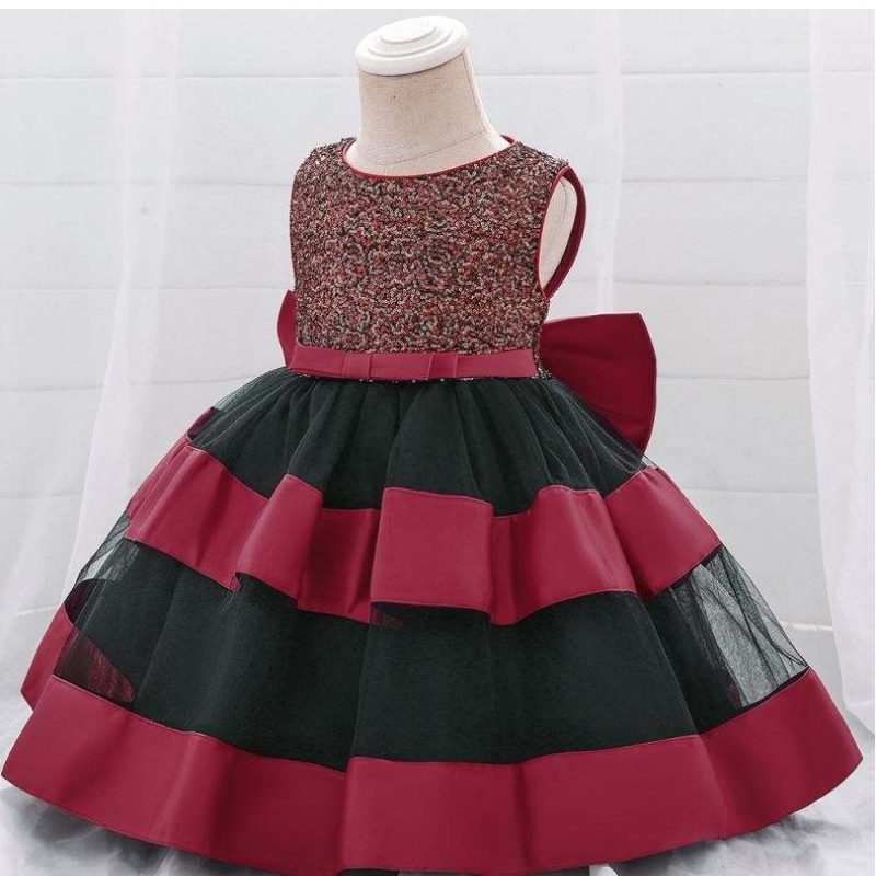 Baige grossistflickkläder fluffy prom maxi mode lager kakklänning formell applikation flicka prinsessan klänningar för barn l1919xz