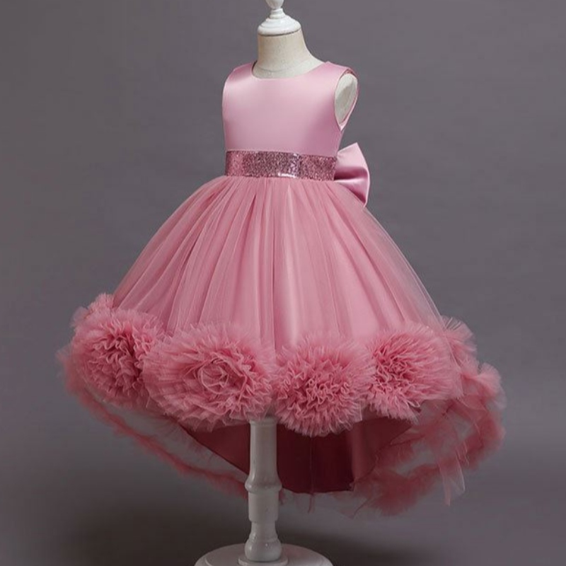 Baige Little Big Girls Flower Wedding Train Tutu Dress Formal Pageant Party Princess Prom Ball Gown