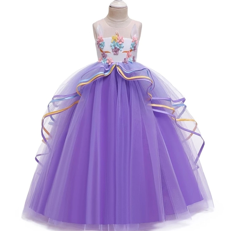 Fancy Girl Halloween Unicorn Party Long Dress Princess Girls Costume For Kids Clothing Baby Girl Frocks Children Clothing