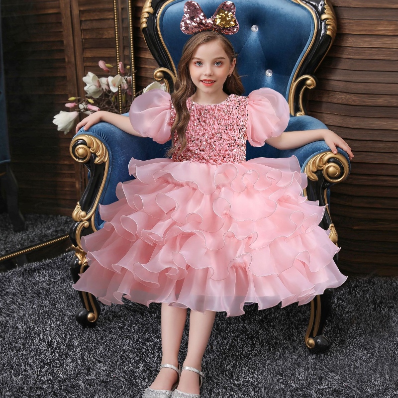 Bröllopsfest klänning för flickor blomma tyll födelsedag barn klänningar tutu pärlor prom afton klänning barn elegant prinsessan klänning