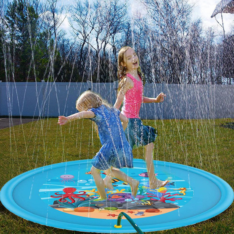 Uppblåsbar sprinkler mat husdjur barn stänk pad