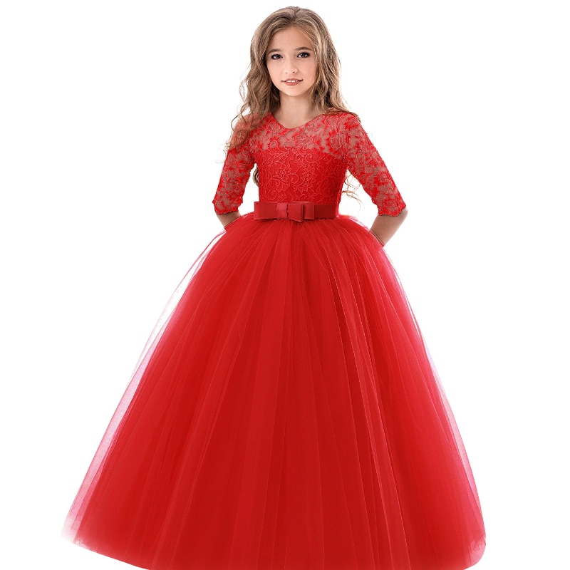 Ny produkt 2022 Puffy Lace Girl Flower Girl Dress for Wedding Ball Gown Girl Party Communion Klänning