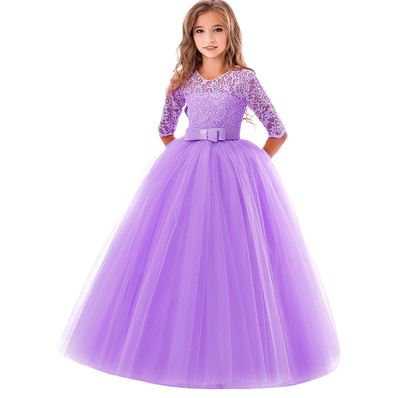 Ny produkt 2022 Puffy Lace Girl Flower Girl Dress for Wedding Ball Gown Girl Party Communion Klänning