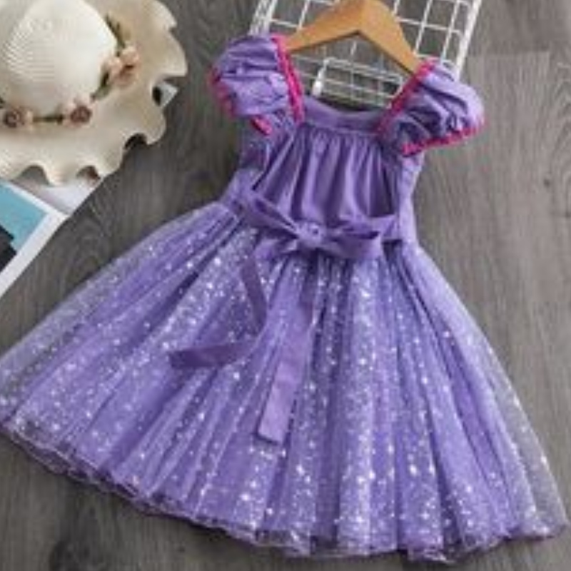Flickor Sophia Rapunzel Princess Dress Fluffy Purple Dress Children's Costumes