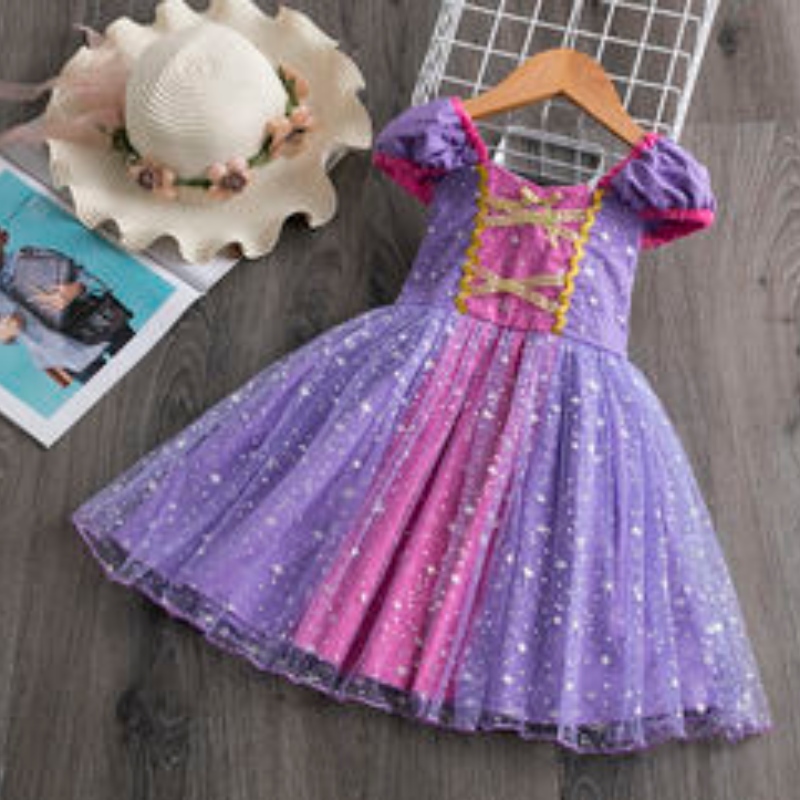 Flickor Sophia Rapunzel Princess Dress Fluffy Purple Dress Children's Costumes