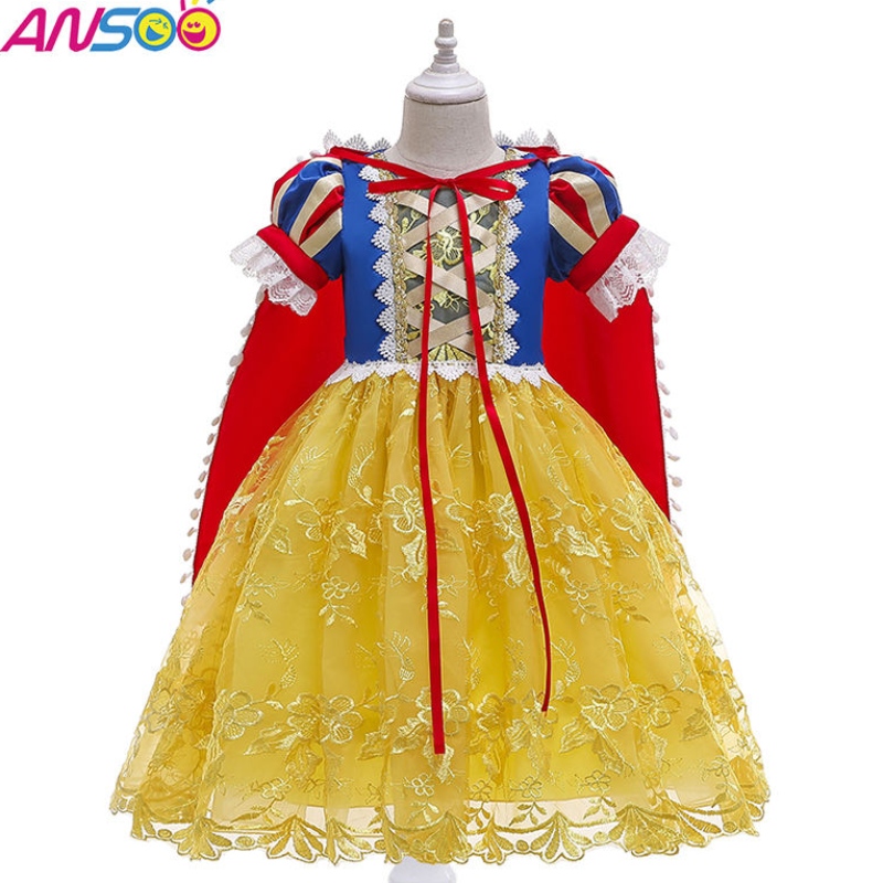 ANSOO 2022 Fancy Girl Princess Dress Halloween och Christmas Snow White Cosplay Fancy Dress