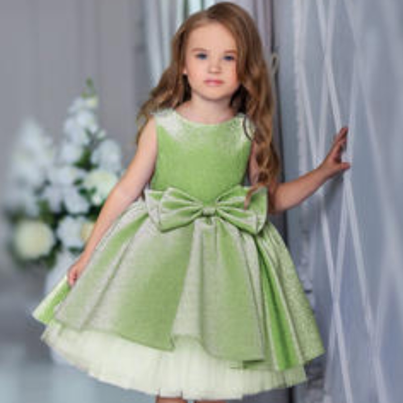 Luxury Princess Party Ball klänning ärmlös maxi klänning för baby flickor kväll formell slitage broderi födelsedagsklänningar