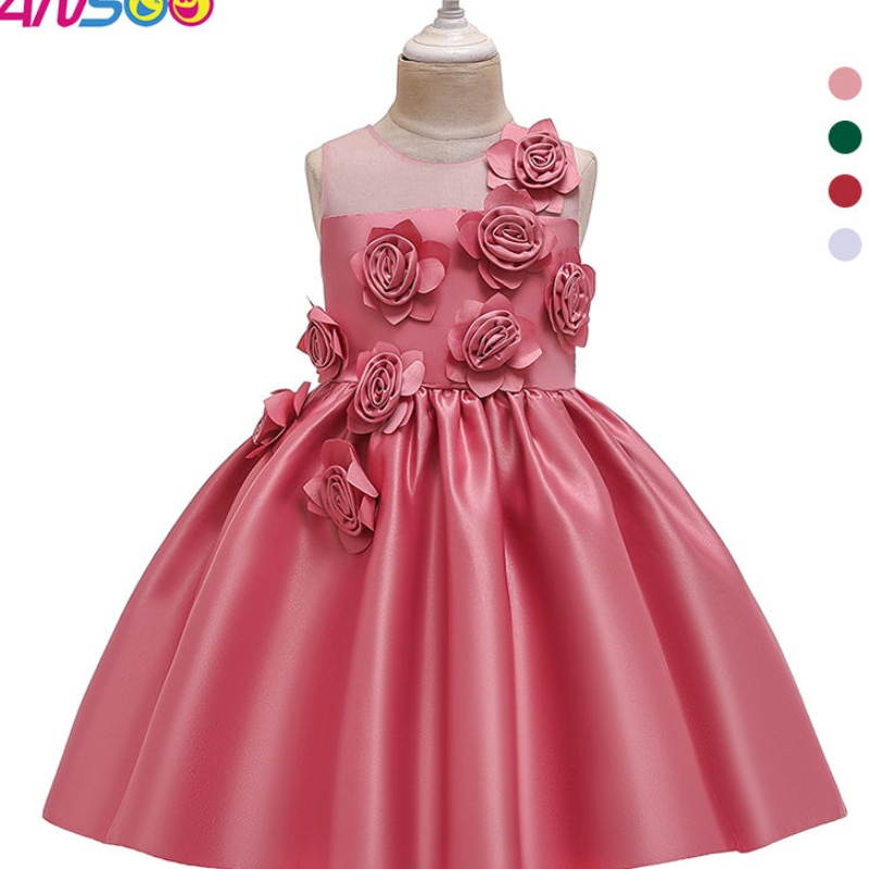 ANSOO Girls Dress Christmas Elegant Princess Dress Kids Dresses For Girls Wedding Party Ball Gown 2-12 år