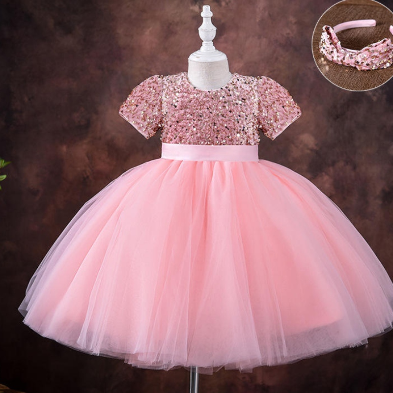 5-9 år flickor prinsessan klänning paljett spets tyll bröllop fest tutu fluffy klänning för barn barn