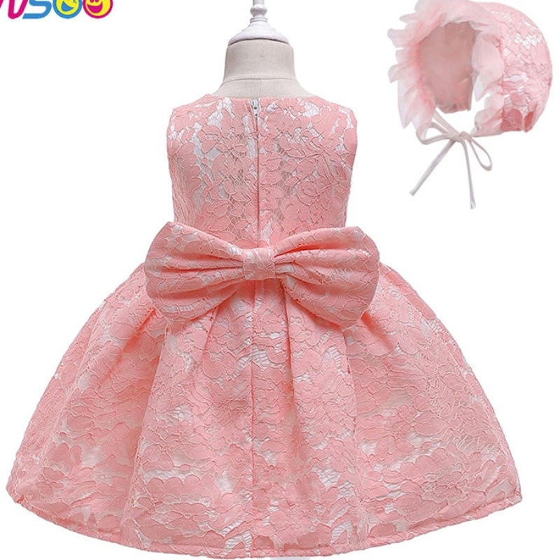 ANSOO NYA GIRLER \\ 'DRESS BOW LACE DRESS RUNWAY PRINCESS DRESSE MED EN HAT FÖR 3-24 MÅNAD TODDLER BABY