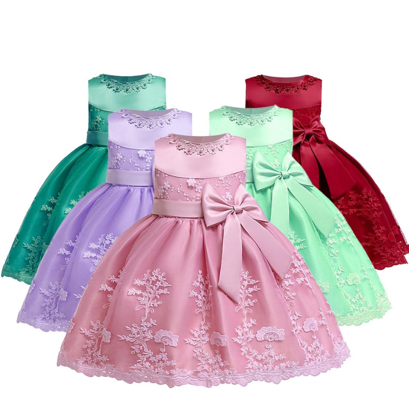 Western Flower Girl Dress Mönster för festbarn Dark Blue Dresses For Weddings Elegant Style Princess Dress for Prom