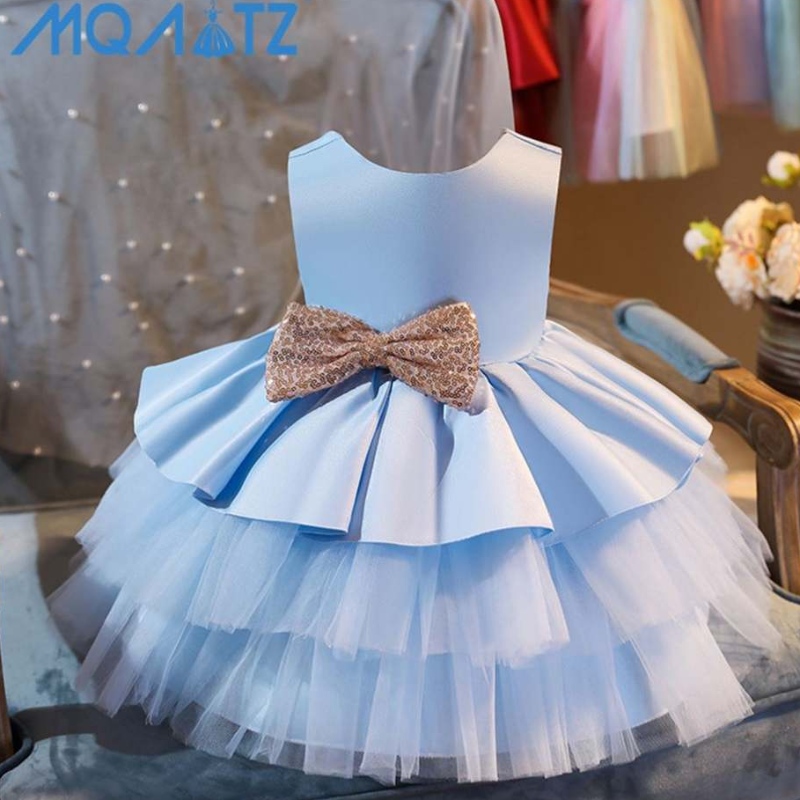 Baigeny blomma flicka tutu klänning baby frock barn kläder båge födelsedag flicka klänning
