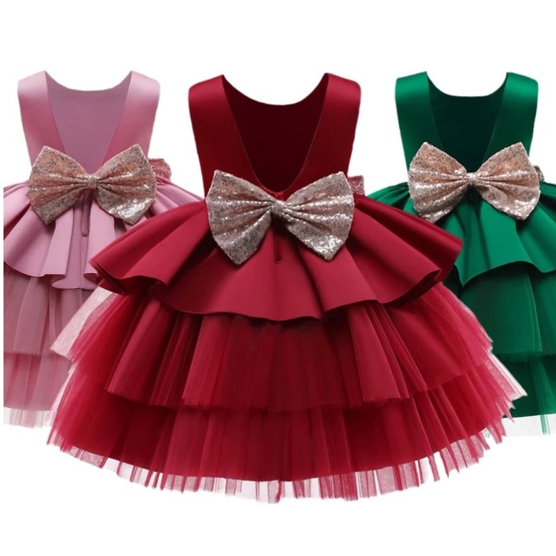 Flickor Princess Dress for Kids Wedding Birthday Party Elegant Bridesmaid Pageant Ball Gown Children Formal Evening Sequin Dresses