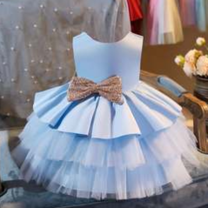 Baigenya barns festklänning frock barn bröllopskläder ärmlös midi -festklänning