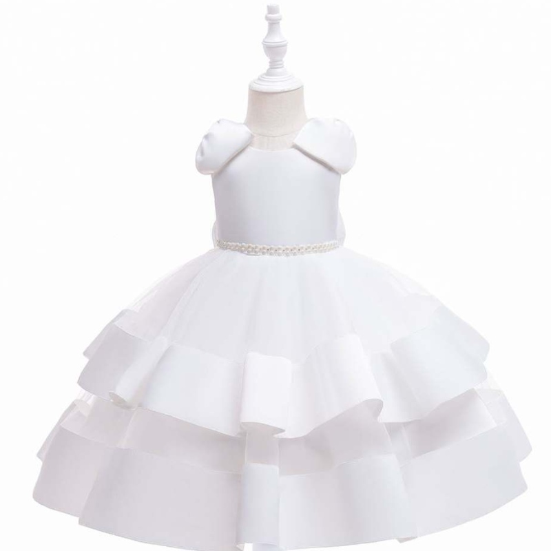 Baige White Flower Girl Dresses Wedding Fairy Big Bow Puffy Girl Princess Dress