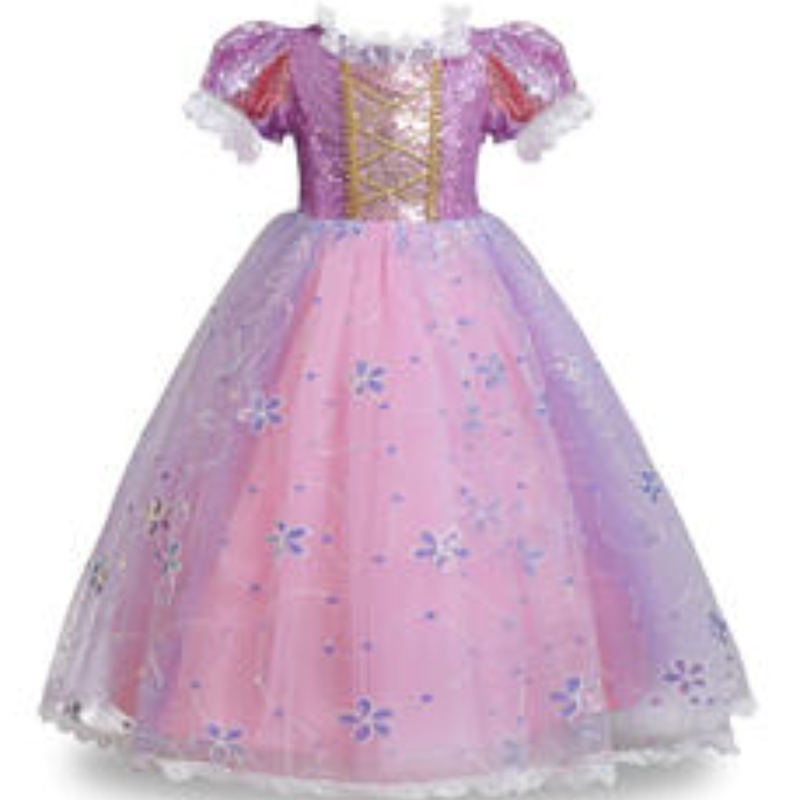 Girl Dress Lace Sequined Tangled Carnival Princess Costume Children Halloween Christmas Party Robes Kids Cosplay