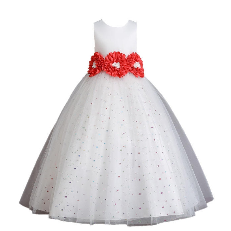 Spets prinsessan klänning för barn flickor födelsedag bröllopskläder elegant fest tutu backless bowknot klänning