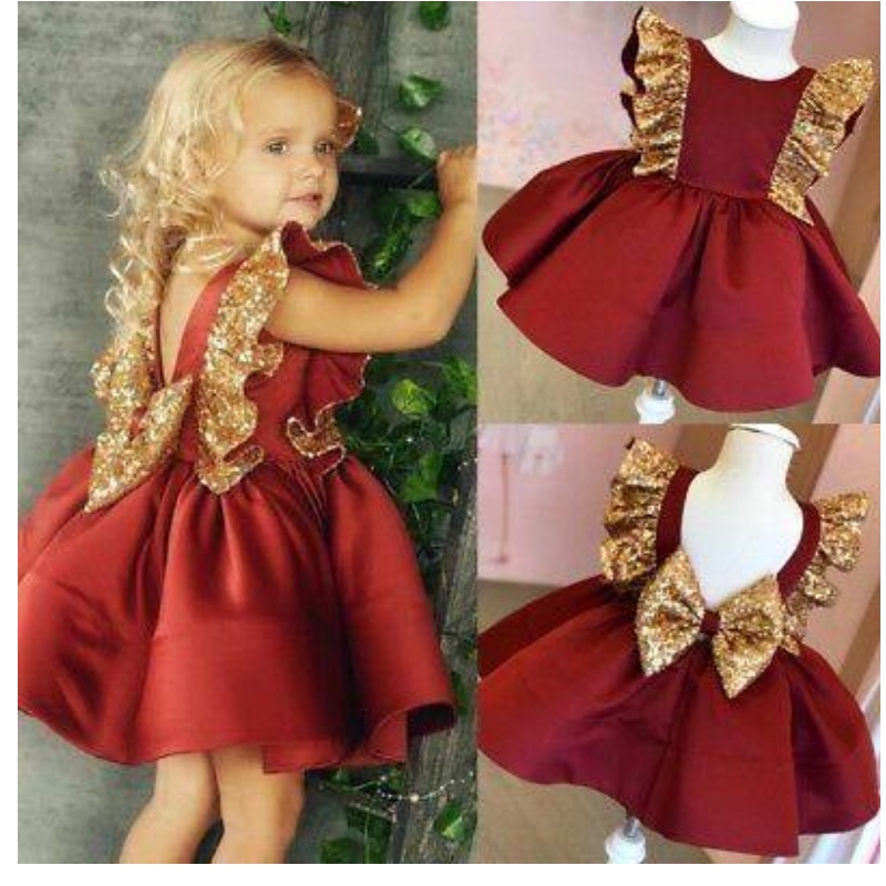 Baige Lovely Kids Dress Garments 2020 Ny designflickor Bröllopsfrock Birthday Party Dress L1968XZ