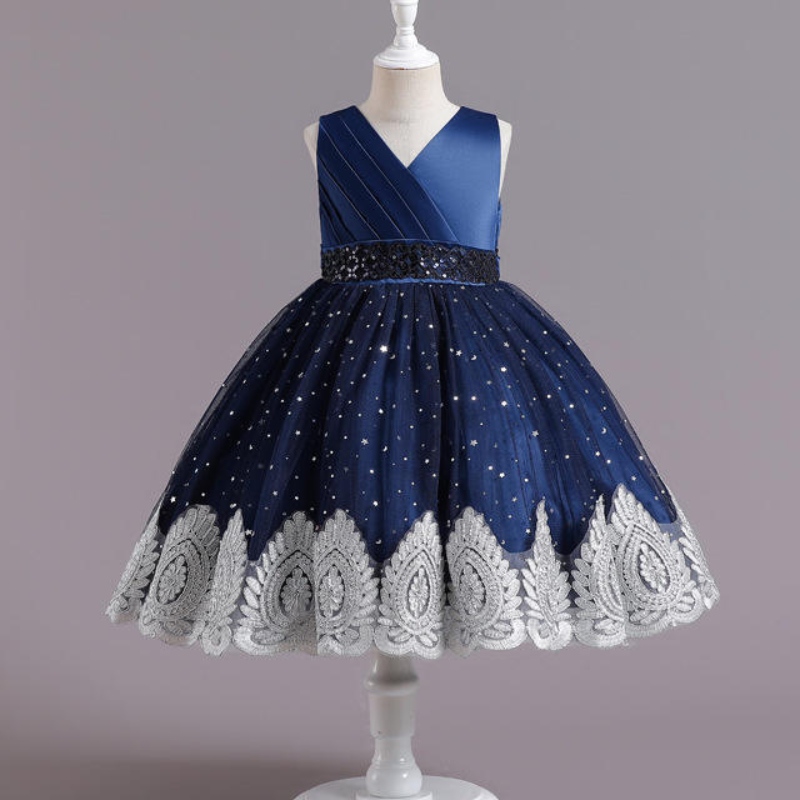 Barn \\ 's fluffiga blommig bröllopsklänning Princess Dress Girl \\' s klänning Baby First Birthday Party Dress
