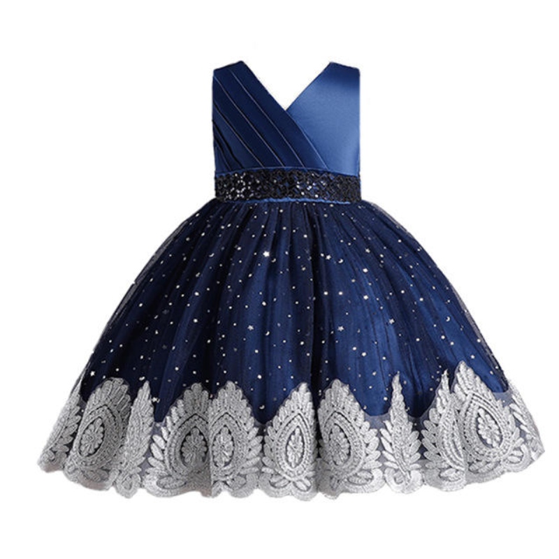 Barn \\ 's fluffiga blommig bröllopsklänning Princess Dress Girl \\' s klänning Baby First Birthday Party Dress