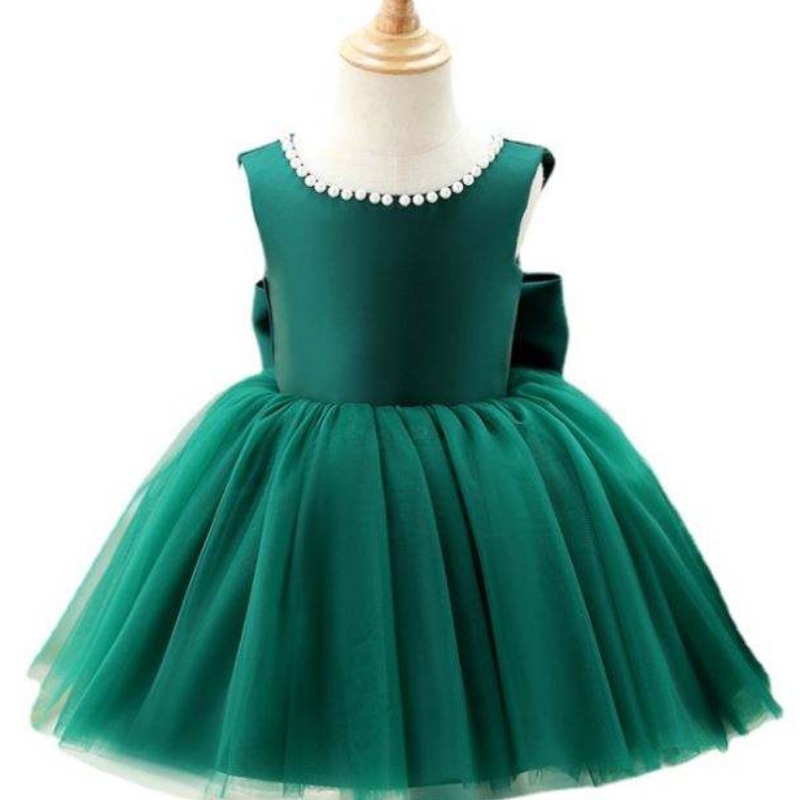 Baige Green Backless Girl Party Dress Kids First Communion Klänning prinsessa bröllop boll klänning dz007
