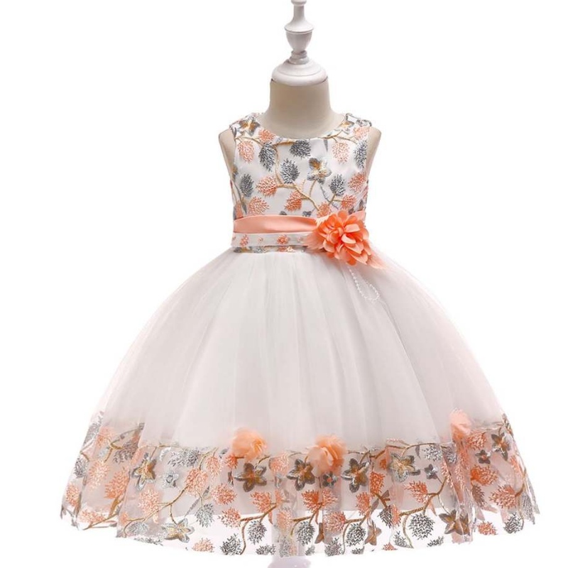 Partihandel barn frock designer bildernya modell barn flickor festklänningar för födelsedag bröllop fest l5045