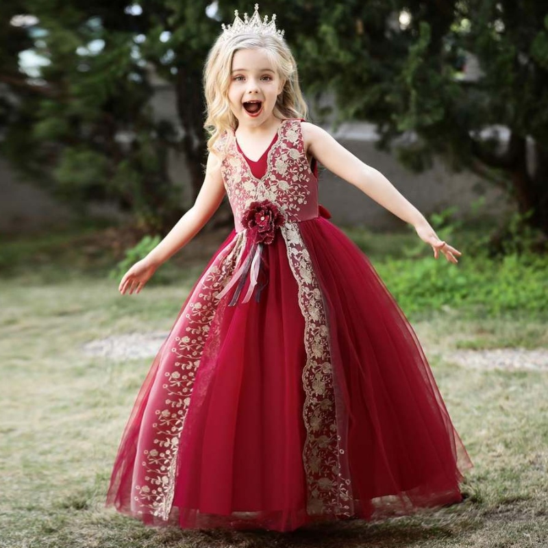 Baige Sweet Criss-Cross spetsklänning för flickor Kvällsklänning Flower Girl Dresses White Wedding