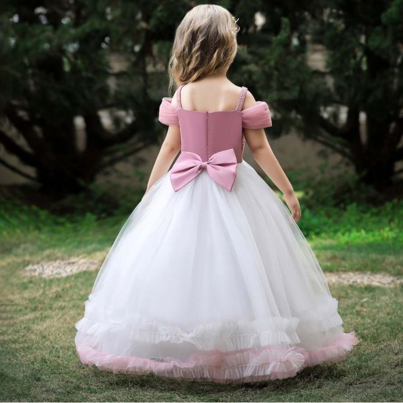 Baigeny ankomst prinsessa barn fest klänning rosa födelsedag lång klänning för flickor 12 år gammal