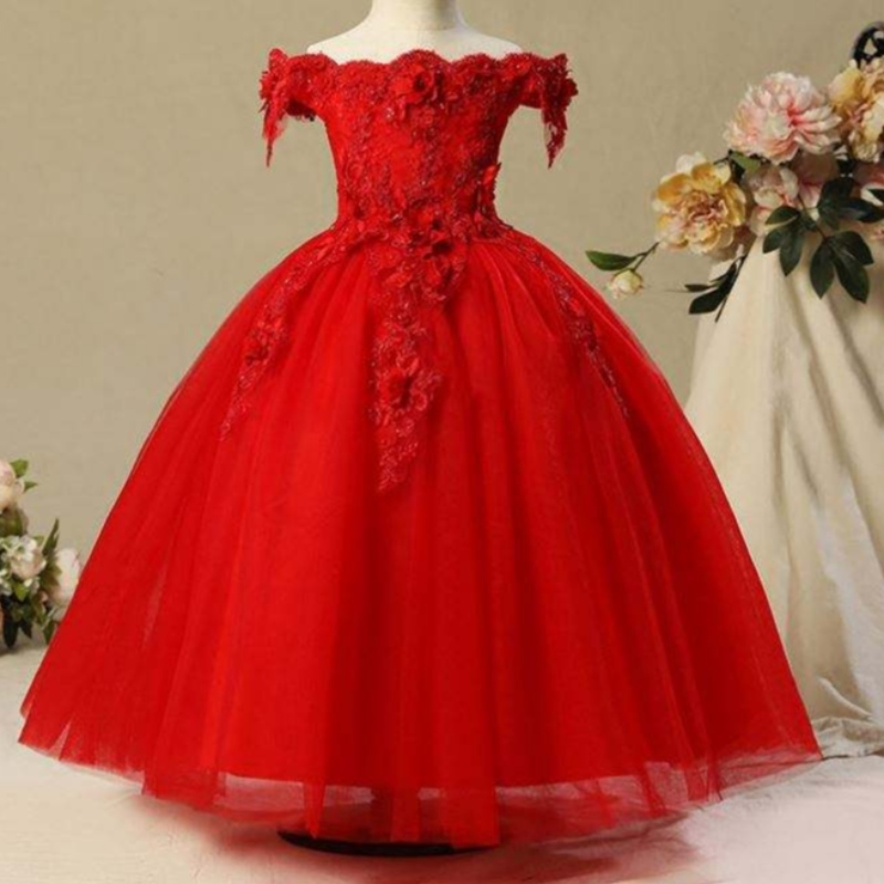 Nya ankomst barn kläder elegant fest barn bär blommaflickaklänning för födelsedagsbröllop WGW6002