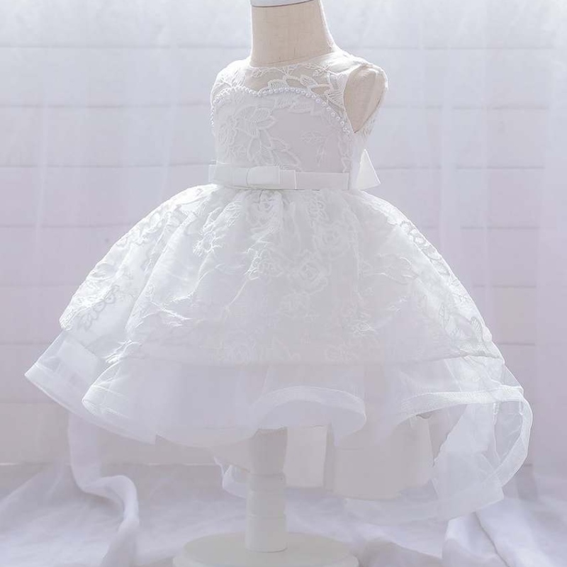 Spets Net Frock Designs Wedding Apparel Girls Frock Suits Long Tail Birthday Party Dress T1939XZ
