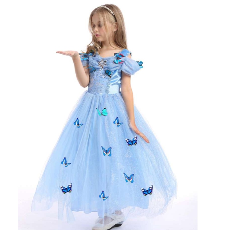 Baige bästsäljare Baby Girl Apparel Kids Cosplay Princess Elsa Anna Fashion Girl Costume Garments Barn Long Dress