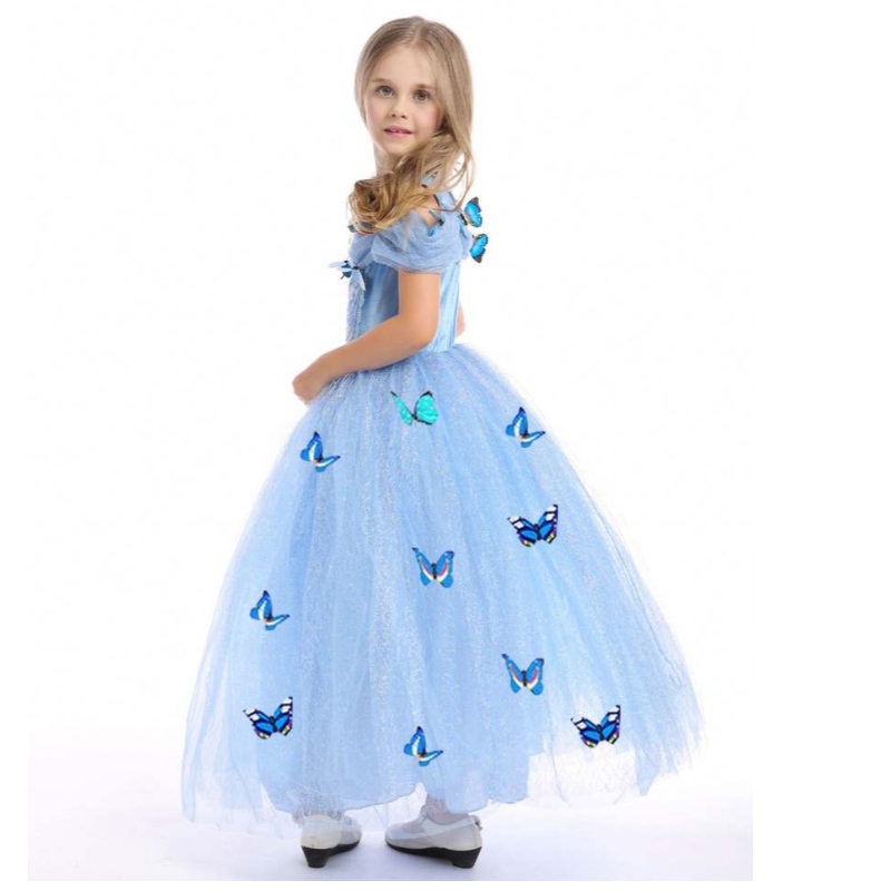 Baige bästsäljare Baby Girl Apparel Kids Cosplay Princess Elsa Anna Fashion Girl Costume Garments Barn Long Dress