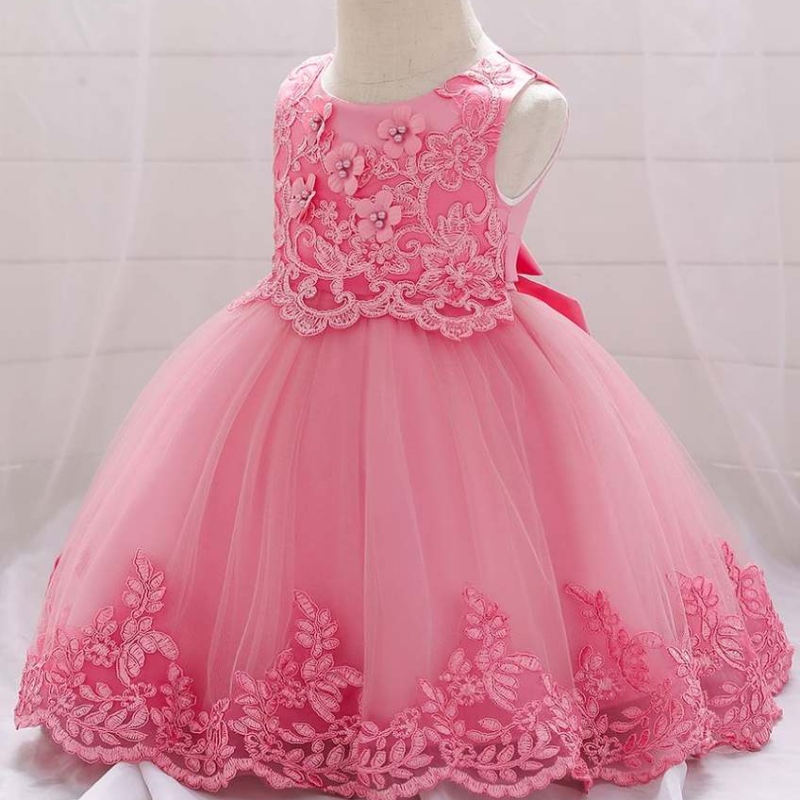 Baige Summer Baby Girls Dress Spädbarn Girls Party Costume Brodery Floral Dress L5097XZ