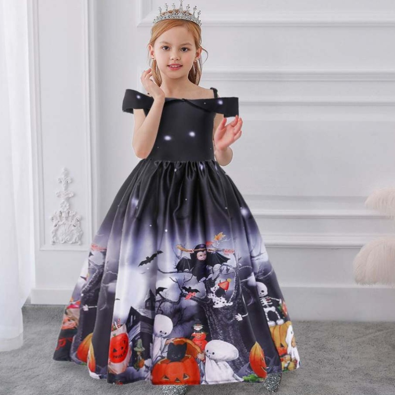 Ny mode off axelflickor stropplös maxi cosplay klänning svart monterad halloween lång bollklänningsdräkt klänningar