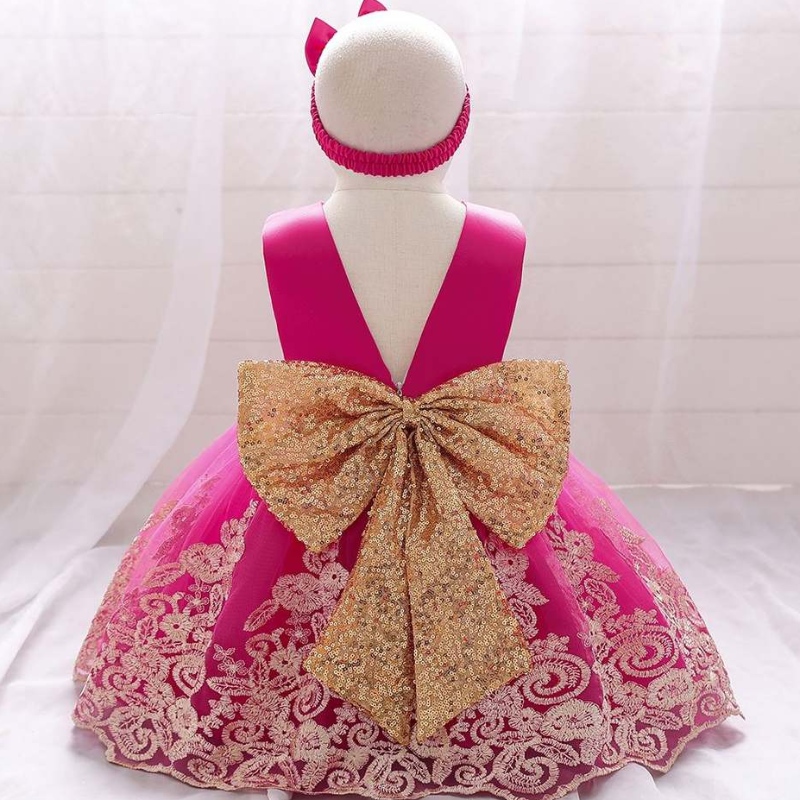 Baige New Fashion Toddler Baby Party kjolar klänning paljett blomma flickor klänningar barn bröllop prinsessan kläder l2023xz
