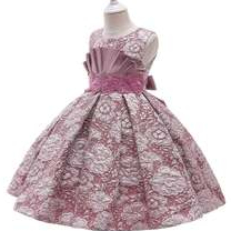 Aige New Fashion StyleJacquard Frocks Children Flower Girl 3-12 år Baby Girl Dresses L5253