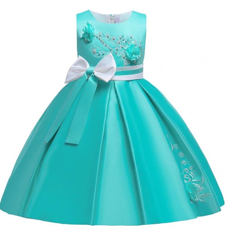 Baige Kids Girl Dress Cotton Bridal Wedding Dress Födelsedagsklänningar för flickor