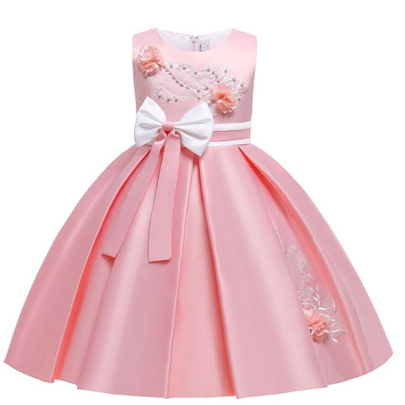 Baige Kids Girl Dress Cotton Bridal Wedding Dress Födelsedagsklänningar för flickor
