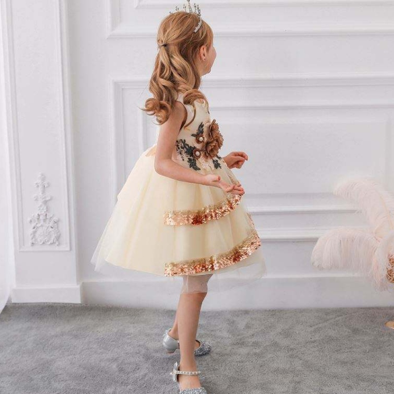 Baige Children Fancy Dress Girls Party Dresses India&Pakistan Kläderflickor \\ 'paljetter Flower kjolar L5148