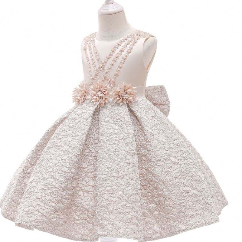 Ny ankomst rufsad maxi klänning satin och tyll baby flicka klänning för blomma flicka&födelsedag