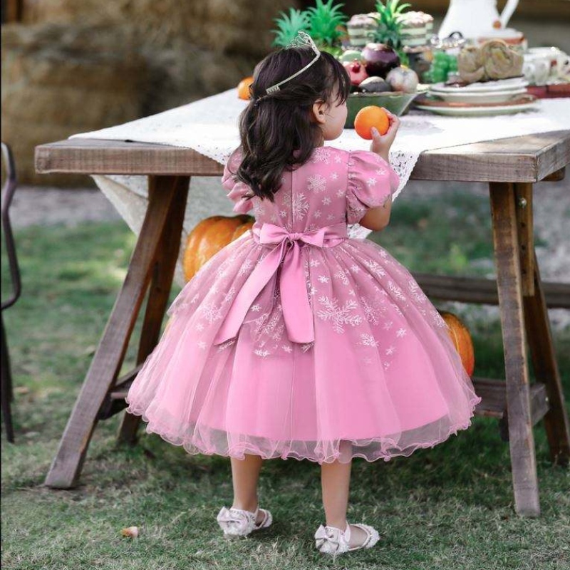 Baige barn fest bröllop frock flickor födelsedag klänning elegant barn klänning prinsessa snöflinga bollklänning