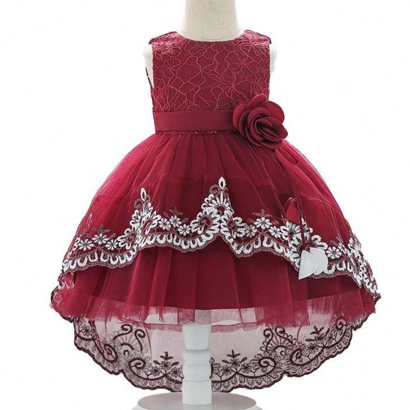Nya ankomst Kidsplagg Nyfödd frock design baby flicka födelsedagsfest släpande klänning l1921xz