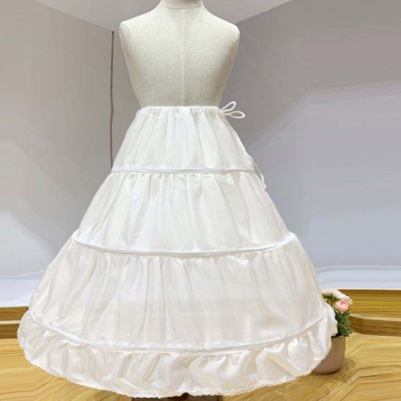 Baige baby flicka petticoat för barn lång bröllopsklänning live pannier för flicka lång prinsessklänning crinoline för blommor flickor