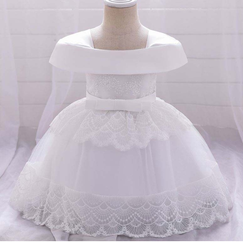 Baige baby flicka klädboll klänning prinsessan klänning spädbarn formell födelsedag dop party barn blommor klänningar