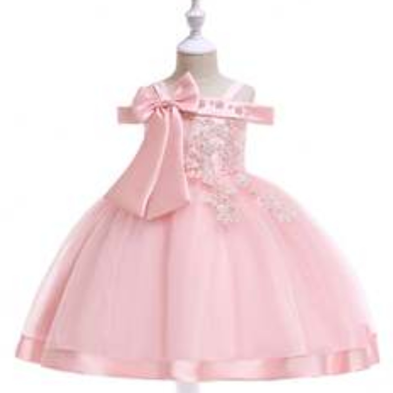 Högkvalitativ supermjuk barnkläder Summer Girl Dress Off-Shoulder Baby Girls Party Dresses L5081