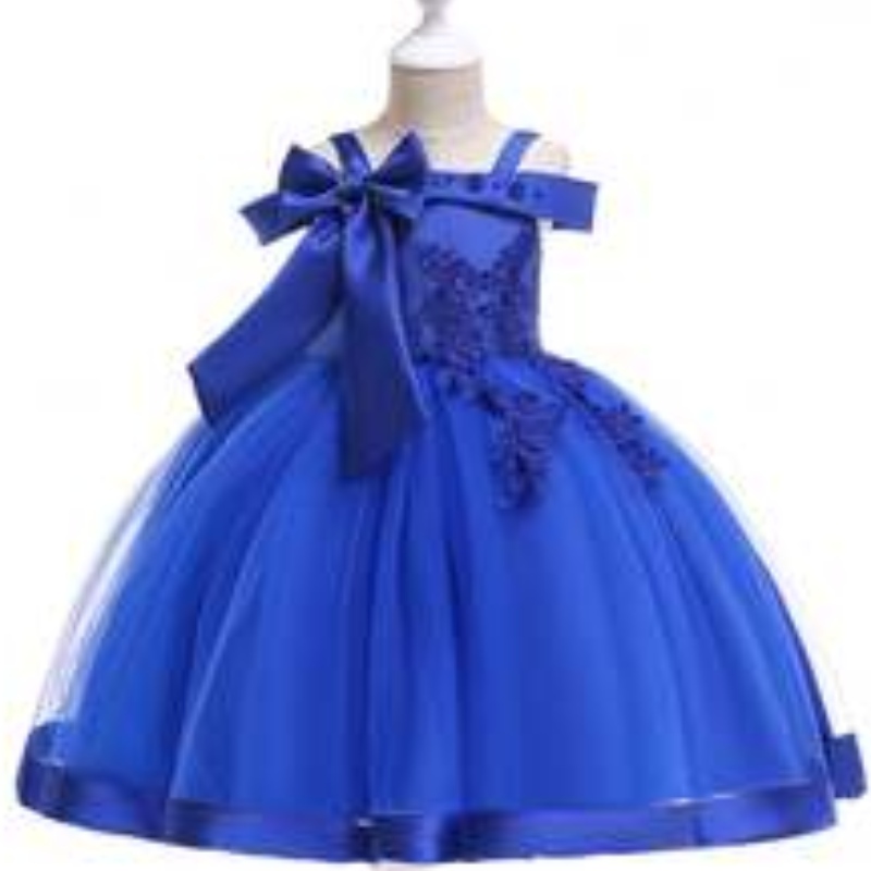 Högkvalitativ supermjuk barnkläder Summer Girl Dress Off-Shoulder Baby Girls Party Dresses L5081