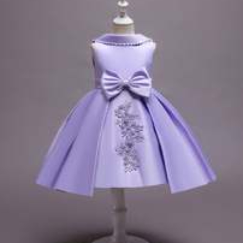 Baige Flower Girl Evening Dress Girls Catwalk Födelsedag Princess Klänning Western Style Little Girl Piano Gown 68040