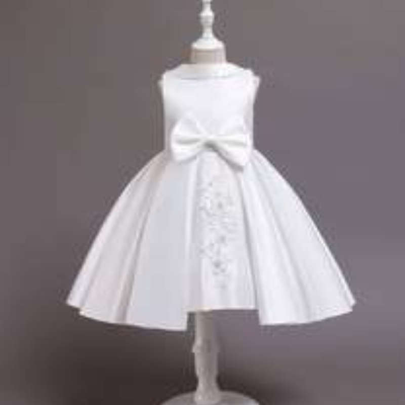 Baige Flower Girl Evening Dress Girls Catwalk Födelsedag Princess Klänning Western Style Little Girl Piano Gown 68040