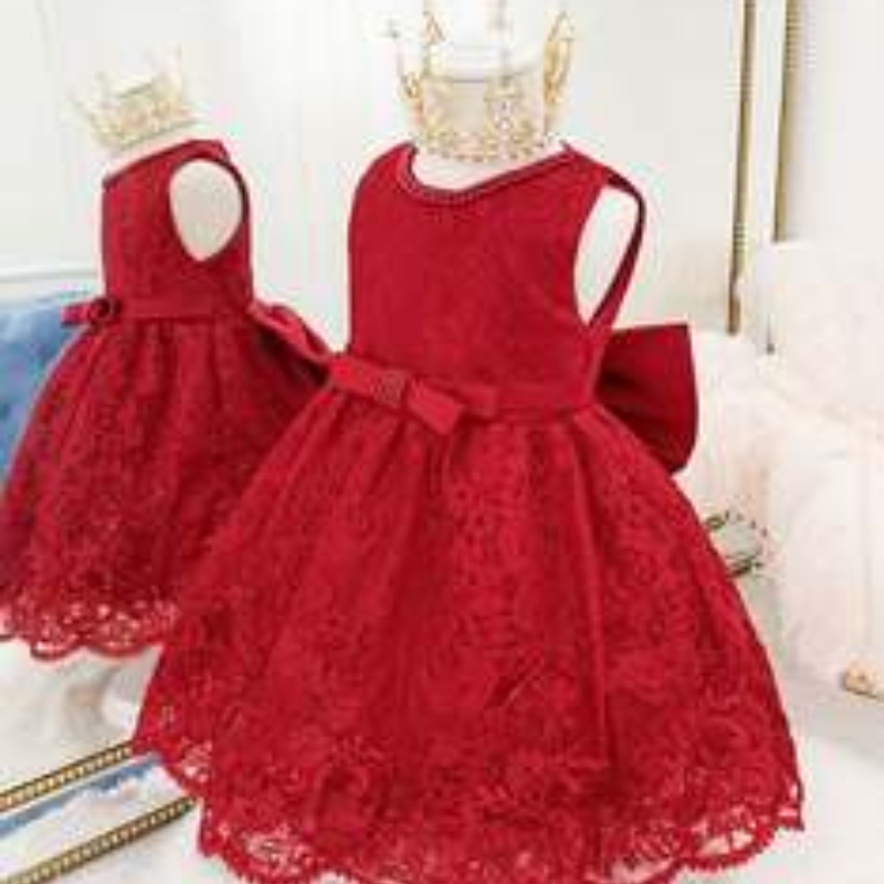 Baige Kids Party Dresses Baby Girl frock Barn Nyfödda plagg Flower Girls Dress